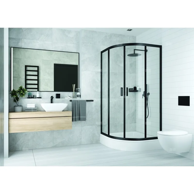 Oferta Kabina funkia nero półokrągła, szkło transparentne 80x80 cm
